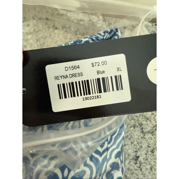 Maya’s Place Reyna Dress Blue Geometric Print Maxi Long Sleeve NWT Size XL - Picture 5 of 5